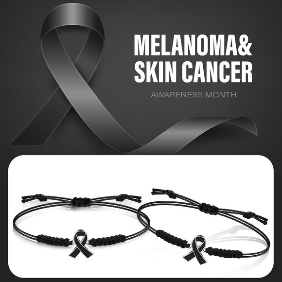 50 Black Melanoma Awareness Bracelets Adjustable Cord Stretch Jewelry Gifts for - Picture 6 of 6